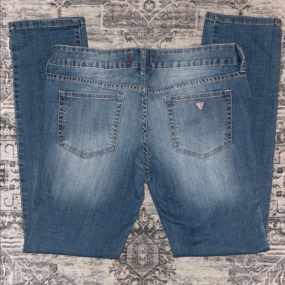 Guess Blue Straight Leg Jeans with Classic Fading